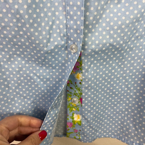 💥BOGO💥 Susan Graver Blue Polka Dot Blouse with Floral Pocket - Picture 10 of 10